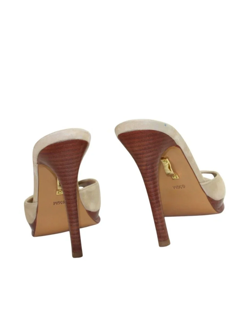 DVF Diane Von Furstenberg Eva Sand Suede Silk Scarf Wrap PeepToe Stiletto Sandal